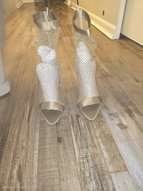 Zara Shoes - Zara Metallic Gold Mesh Rhinestone Open Toe High Heel Booties